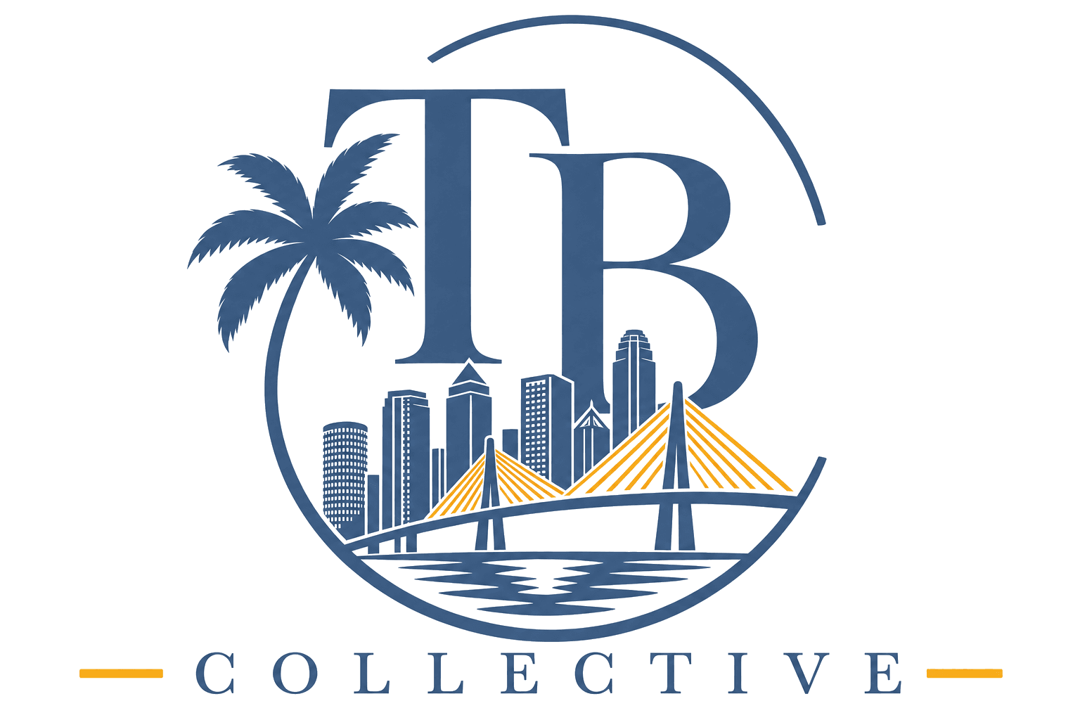 Tampa Bay Collective logo with the Tampa skyline, Sunshine Skyway Bridge, and palm tree